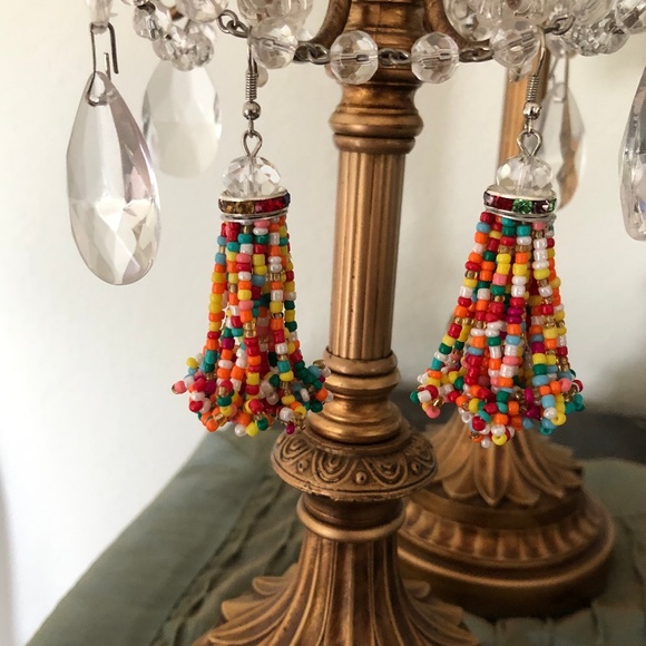 New 🎁🎁 BOHO beaded tassel earrings - Picture 5 of 6
